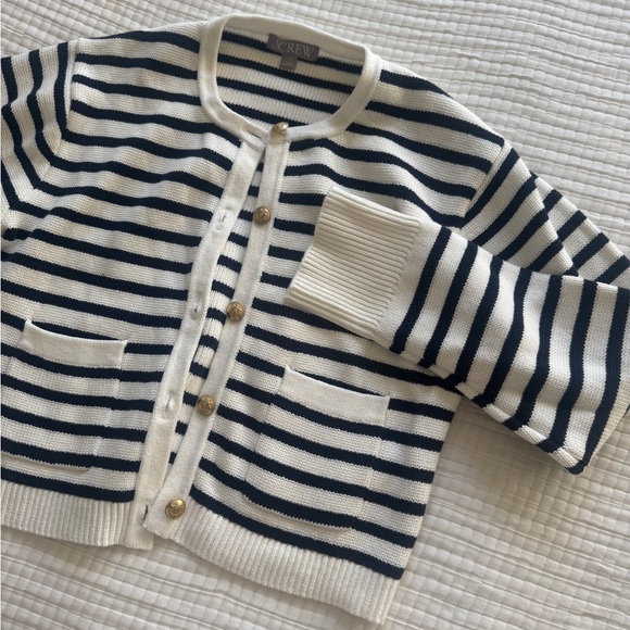 J. Crew Navy Striped Cardigan - Picture 4 of 7